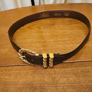 Vintage Worthington Chocolate Brown Belt with Gold Rope Buckle
